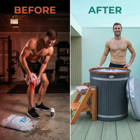 Cold Therapy 1 Person Ice Bath 118 Gallon Cold Plunge 37.5" X 33.25" — Before & After