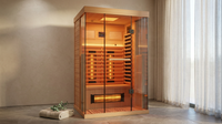 Full Spectrum Infrared Sauna，1-2 Person Home Sauna，Wooden Canadian Hemlock Indoor Spa Sauna with Resonance Speaker, Panoramic Tempered Glass Door — Lifestyle
